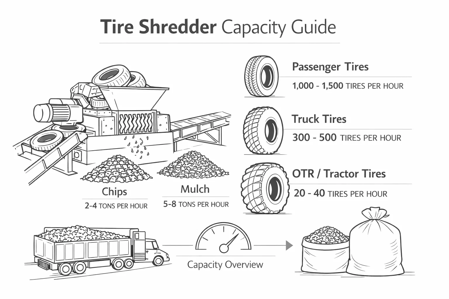 Tire shredder capacity guide